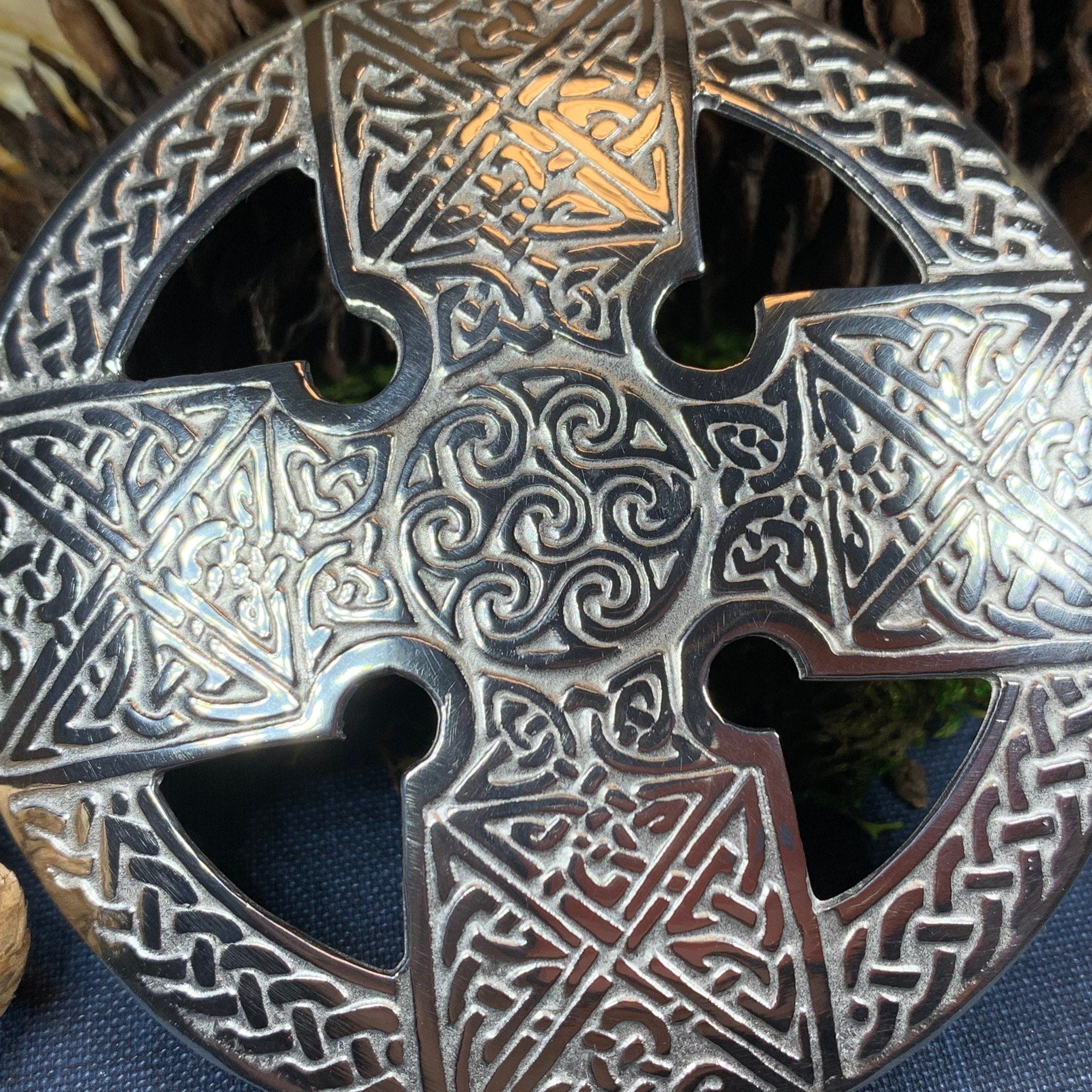 Bold Celtic Cross Brooch - Handmade in Scotland