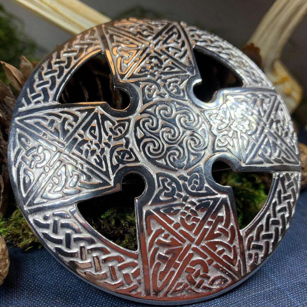 Bold Celtic Cross Brooch - Handmade in Scotland