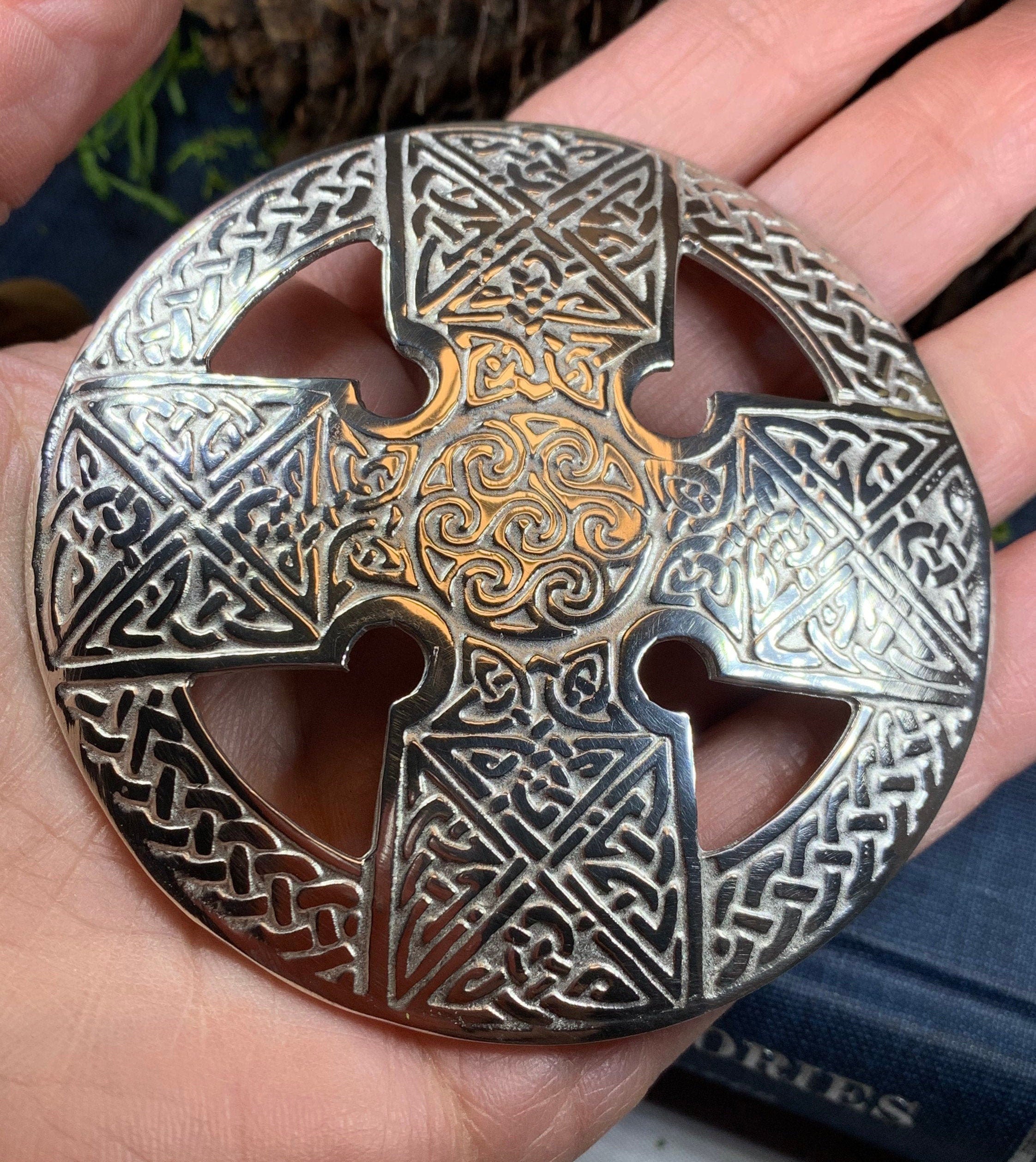 Bold Celtic Cross Brooch - Handmade in Scotland