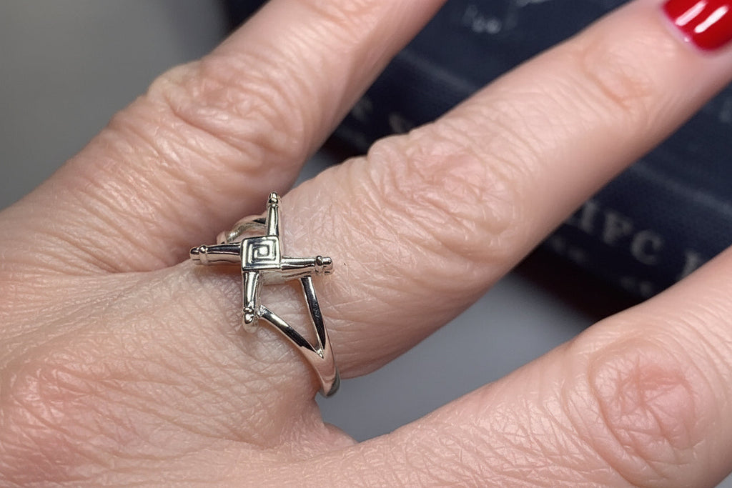 Irish Saint Brigid's Cross Ring in Sterling Silver
