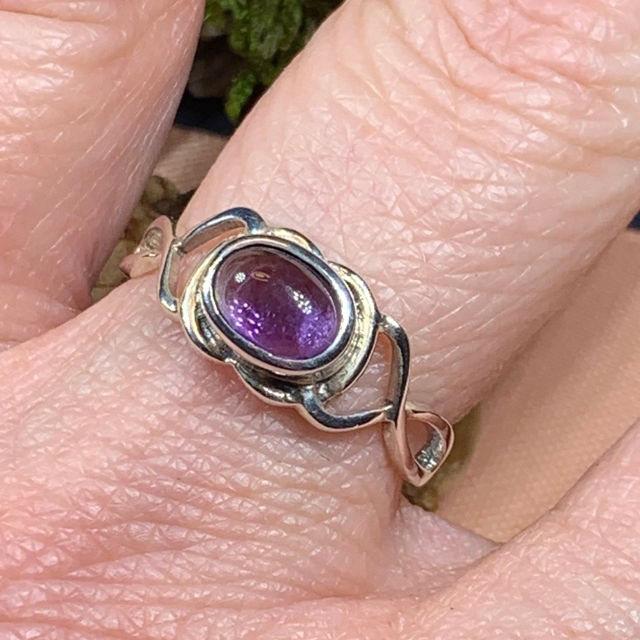 Felicia Celtic Knot Amethyst Ring in Sterling Silver