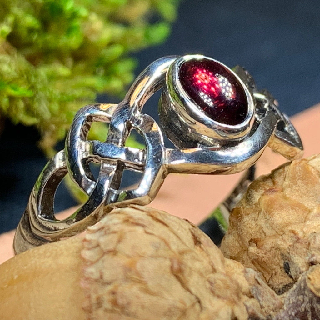 Dahlia Celtic Knot Garnet Ring for Women