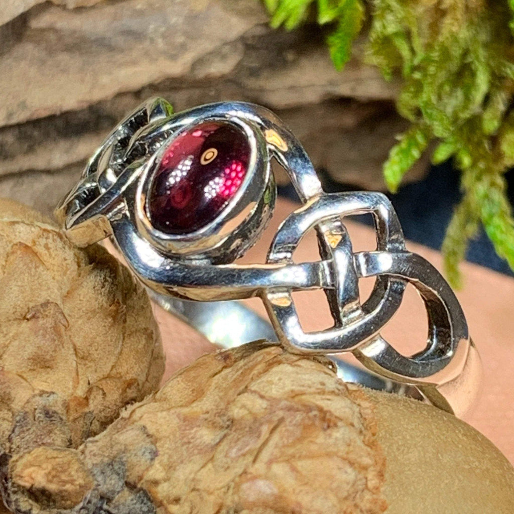 Dahlia Celtic Knot Garnet Ring for Women