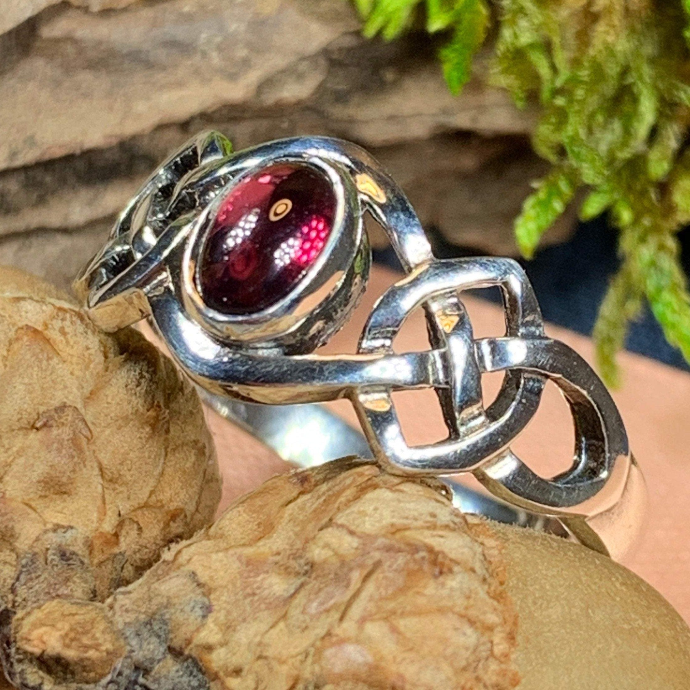 Dahlia Celtic Knot Garnet Ring for Women