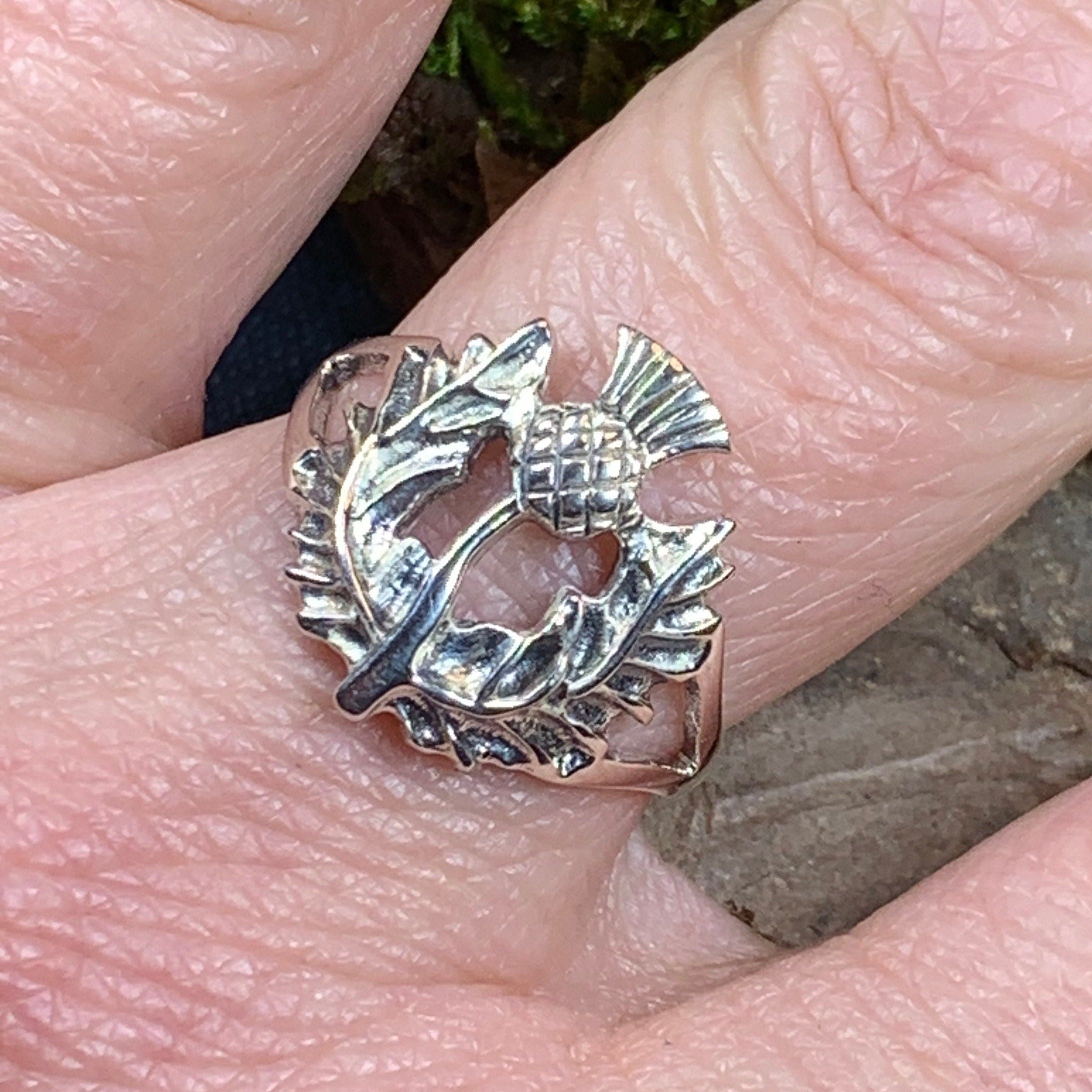 Finovan Scottish Thistle Ring in Sterling Silver