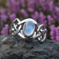 Celeste Celtic Knot Moonstone Ring in Sterling Silver