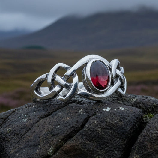 Dahlia Celtic Knot Garnet Ring for Women