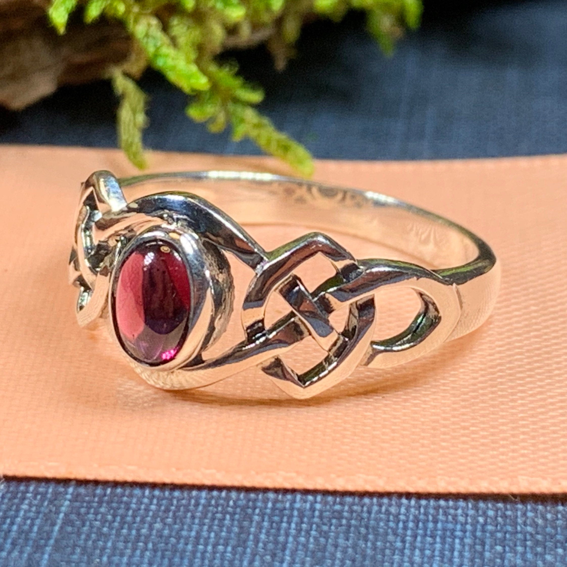 Dahlia Celtic Knot Garnet Ring for Women
