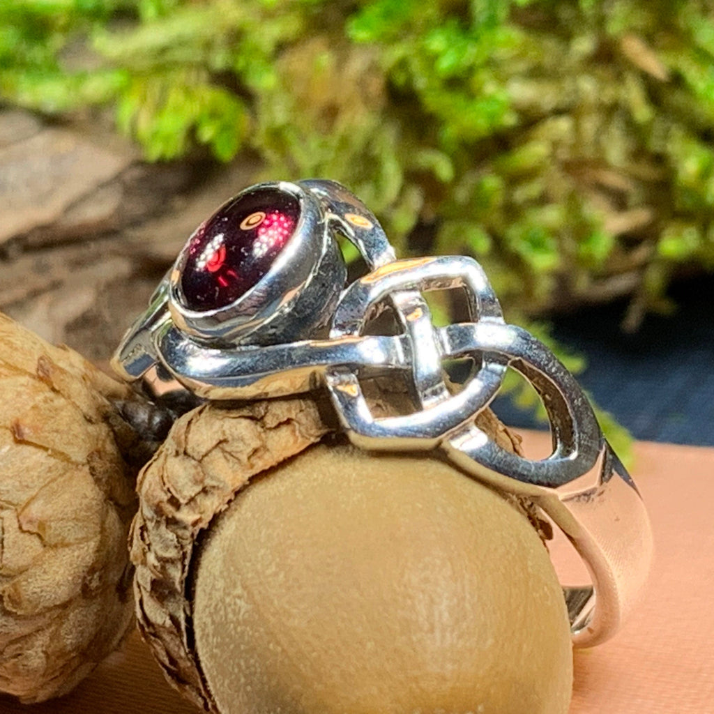 Dahlia Celtic Knot Garnet Ring for Women
