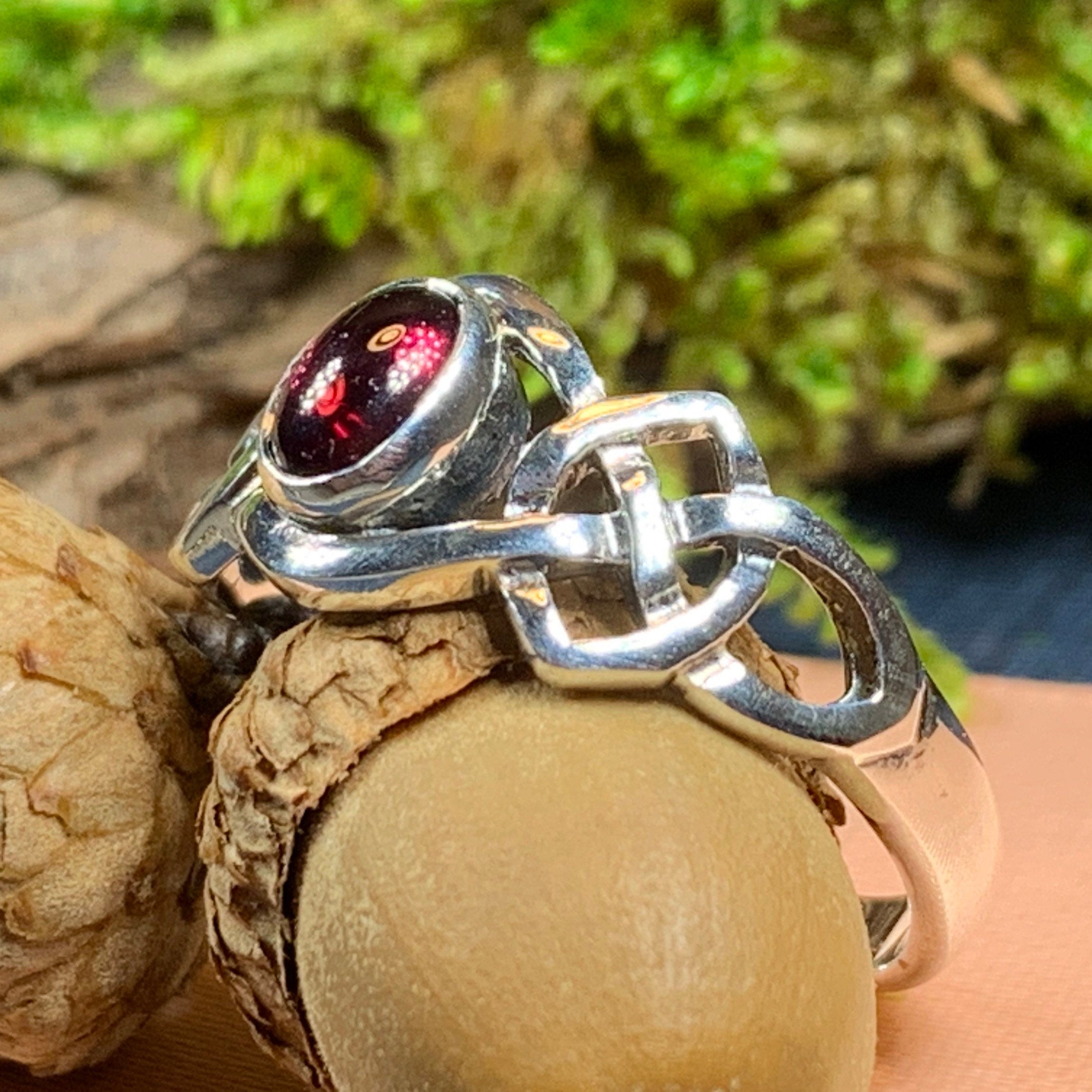 Dahlia Celtic Knot Garnet Ring for Women
