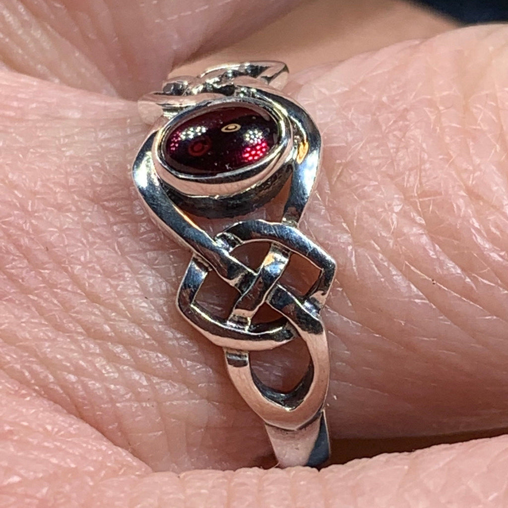 Dahlia Celtic Knot Garnet Ring for Women