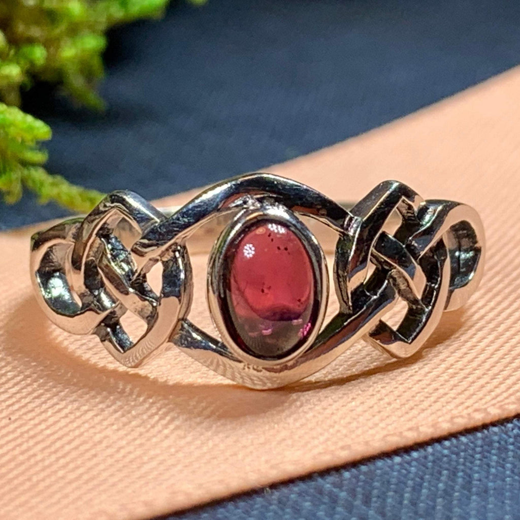 Dahlia Celtic Knot Garnet Ring for Women