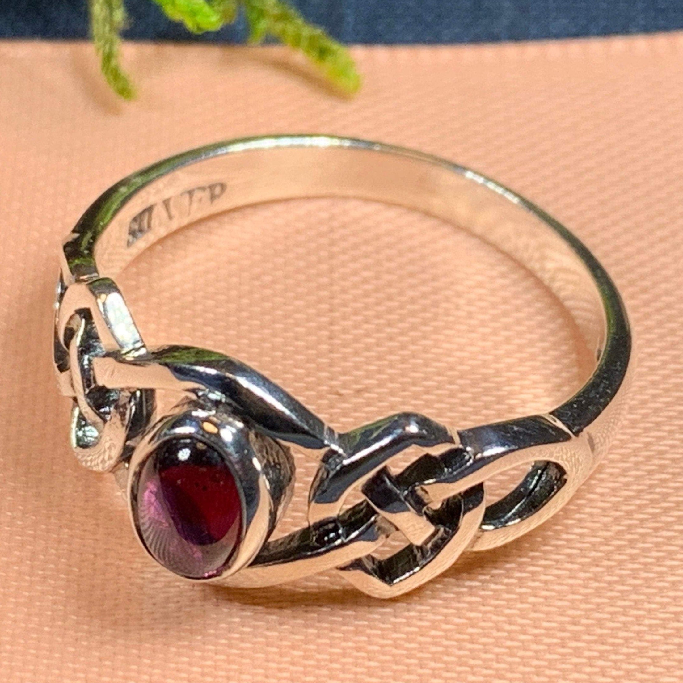 Dahlia Celtic Knot Garnet Ring for Women