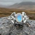 Cordelia Trinity Knot Moonstone Ring in Sterling Silver