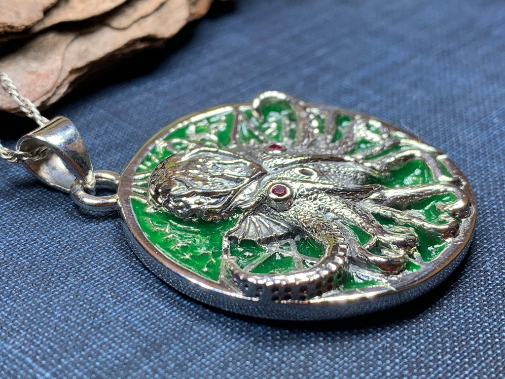 Fearsome Cthulhu Octopus Necklace in Sterling Silver