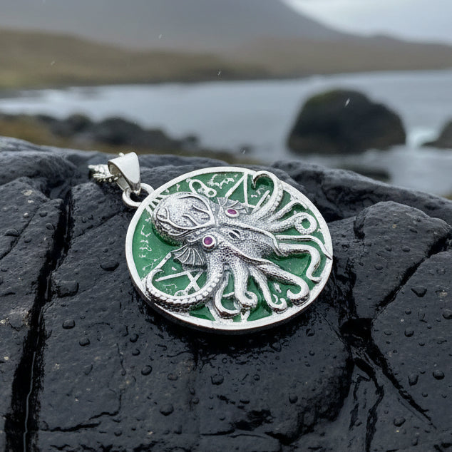Fearsome Cthulhu Octopus Necklace in Sterling Silver