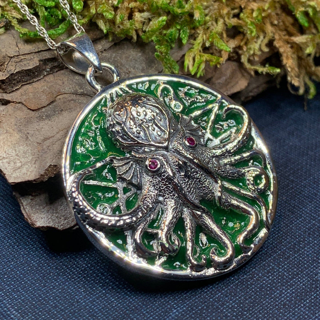 Fearsome Cthulhu Octopus Necklace in Sterling Silver