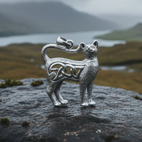 Eislyn Celtic Cat Necklace in Sterling Silver