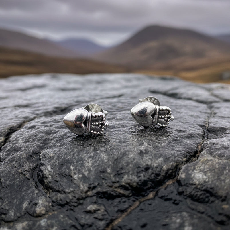Dorcas Irish Claddagh Earrings in Sterling Silver