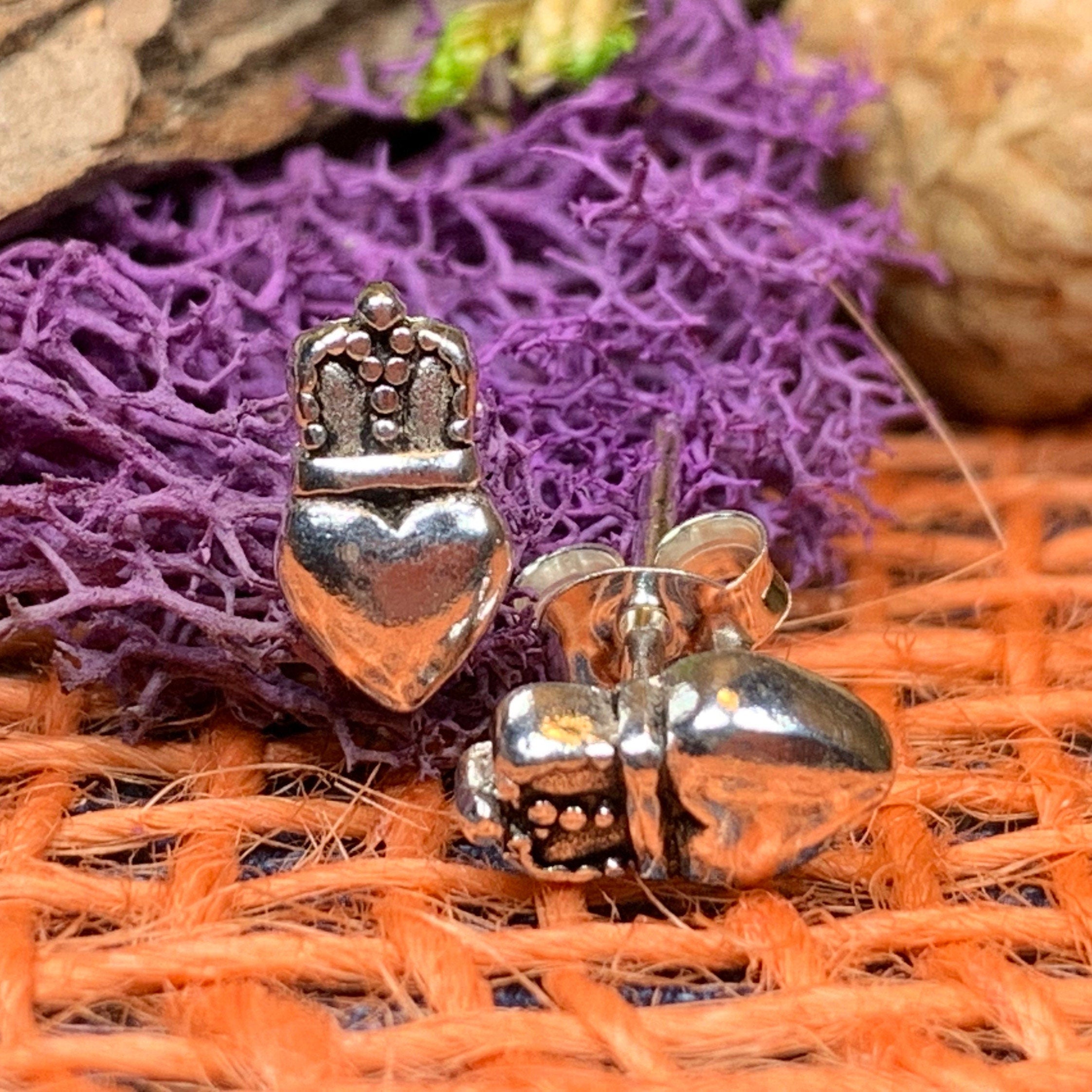 Dorcas Irish Claddagh Earrings in Sterling Silver