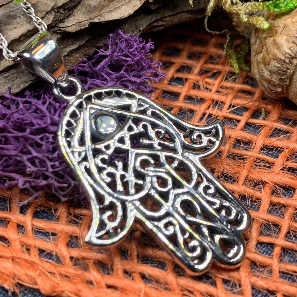 Amory Hamsa Hand Necklace in Sterling Silver