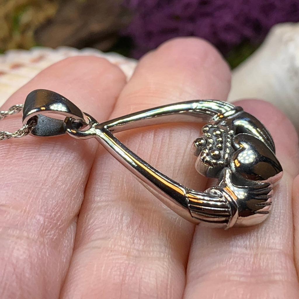 Leandra Irish Claddagh Necklace in Sterling Silver