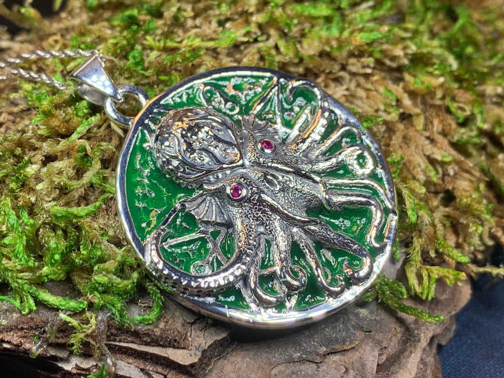 Fearsome Cthulhu Octopus Necklace in Sterling Silver