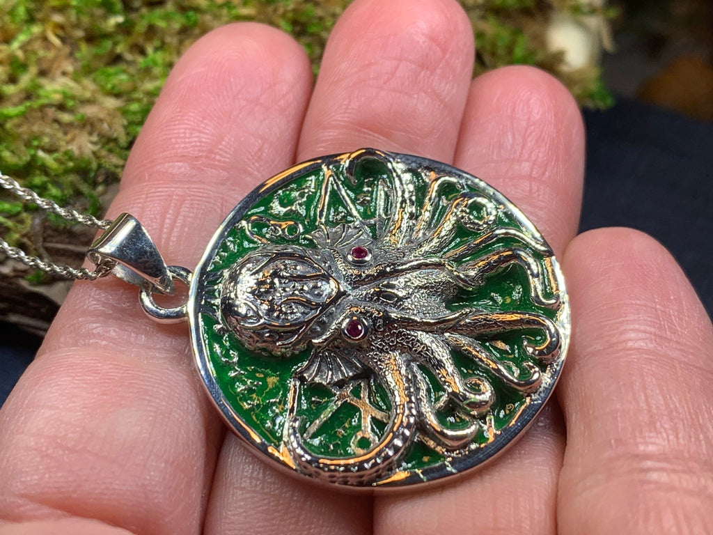 Fearsome Cthulhu Octopus Necklace in Sterling Silver