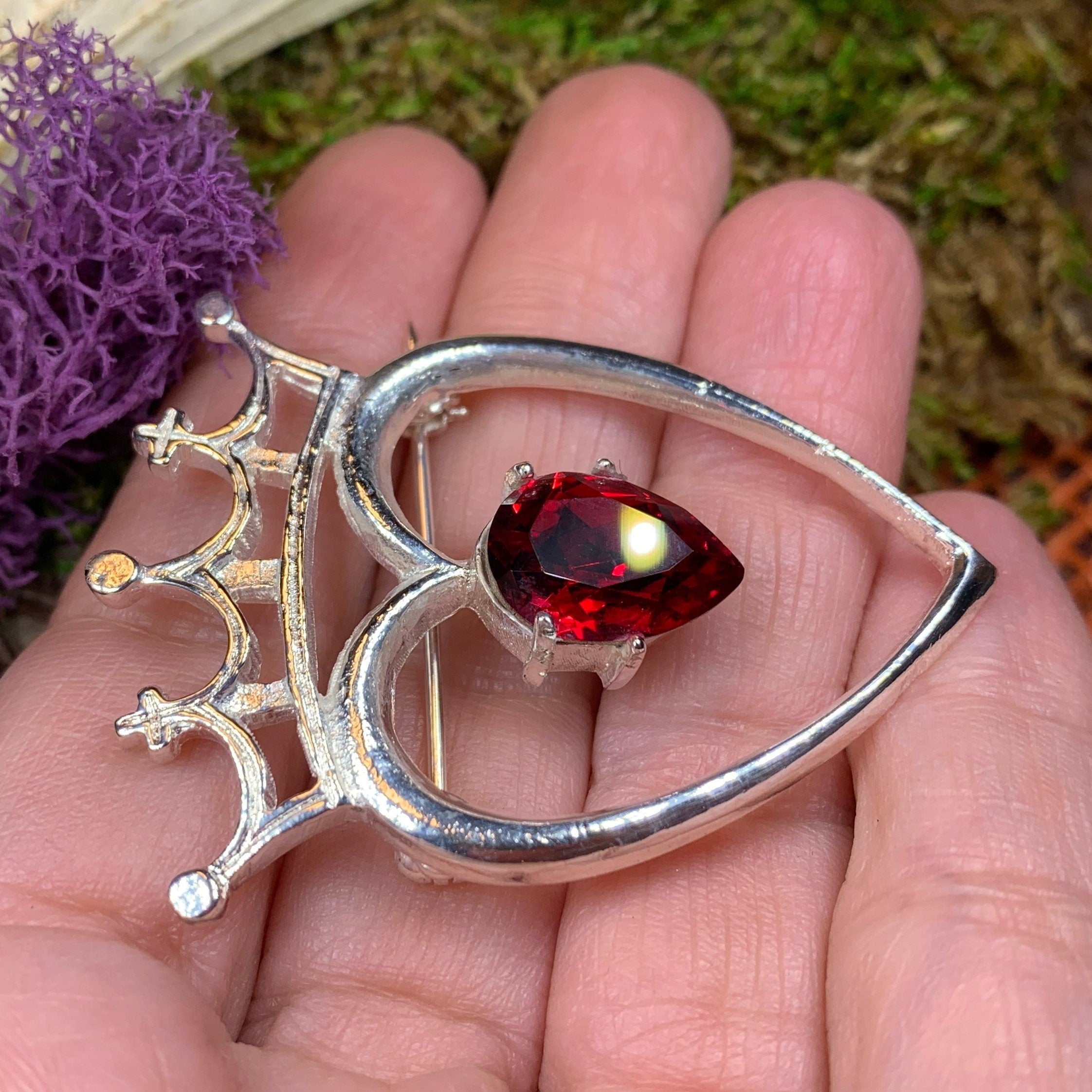 Ruby Luckenbooth Brooch - Handmade in Scotland