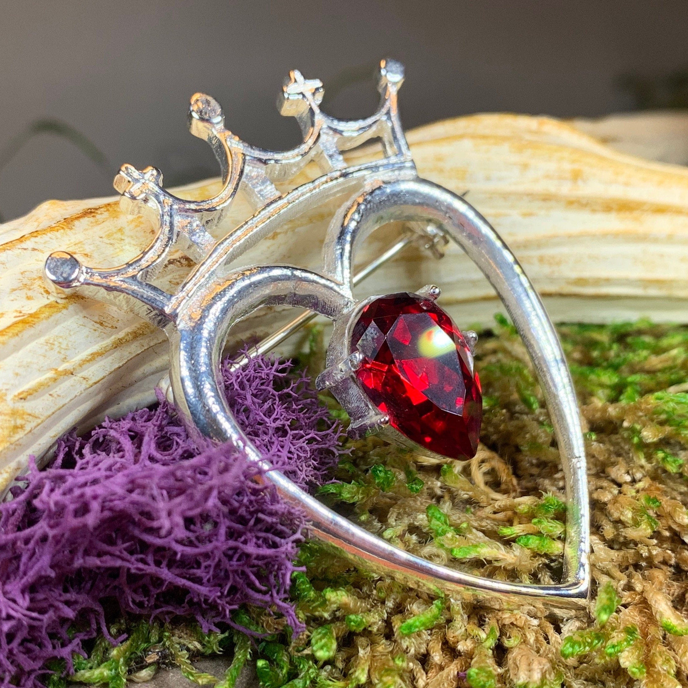 Ruby Luckenbooth Brooch - Handmade in Scotland