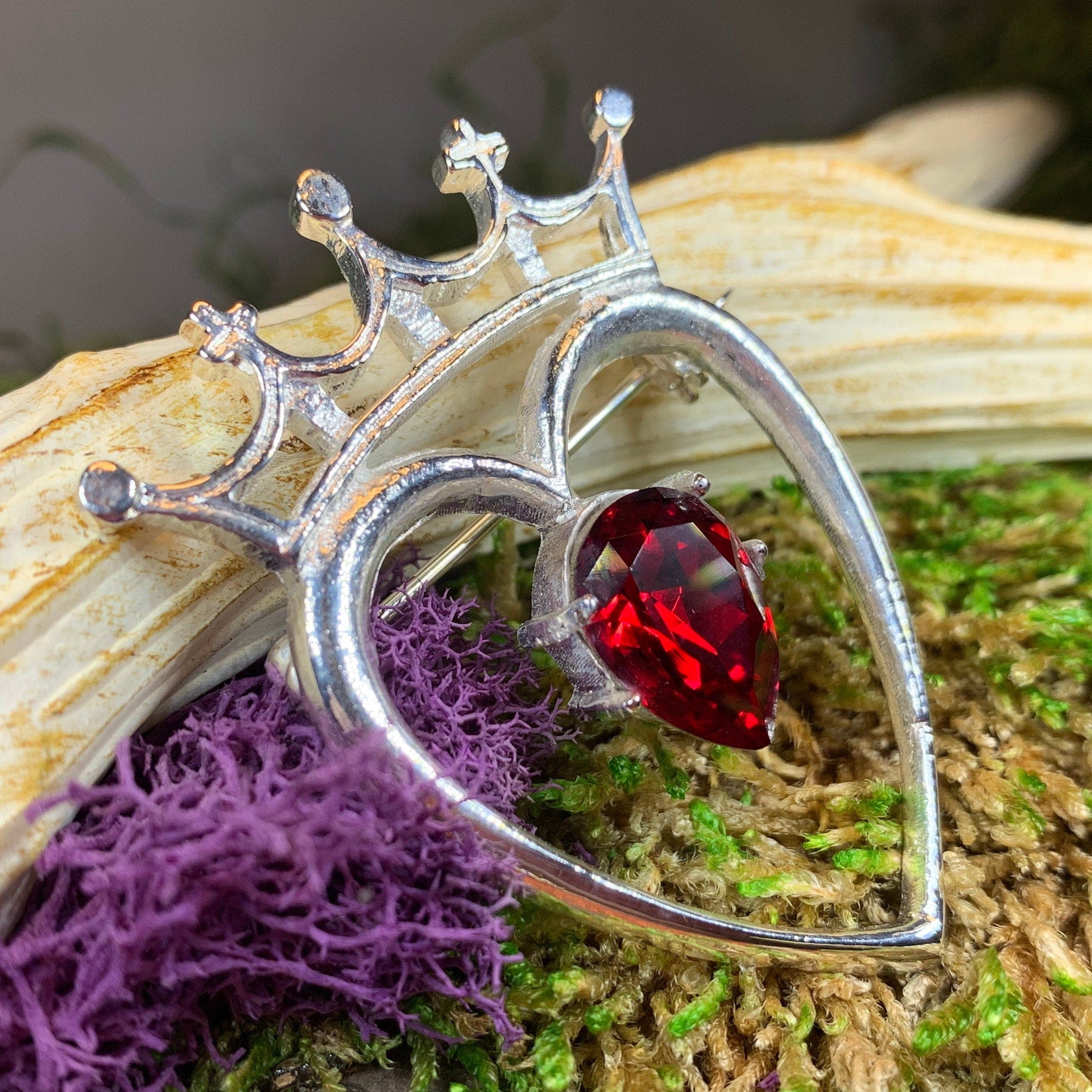 Ruby Luckenbooth Brooch - Handmade in Scotland