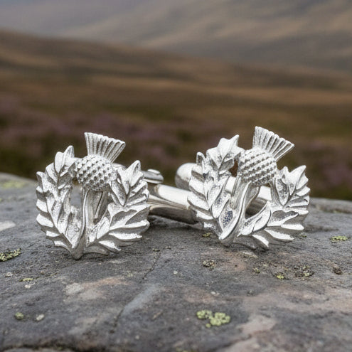 Alba Thistle Cuff Links - Handmade in Scotland