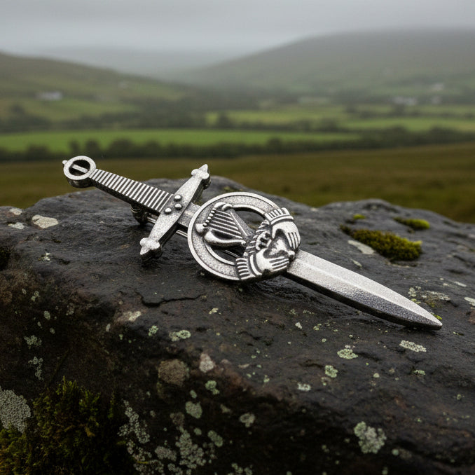Irish Harp & Claddagh Kilt Pin
