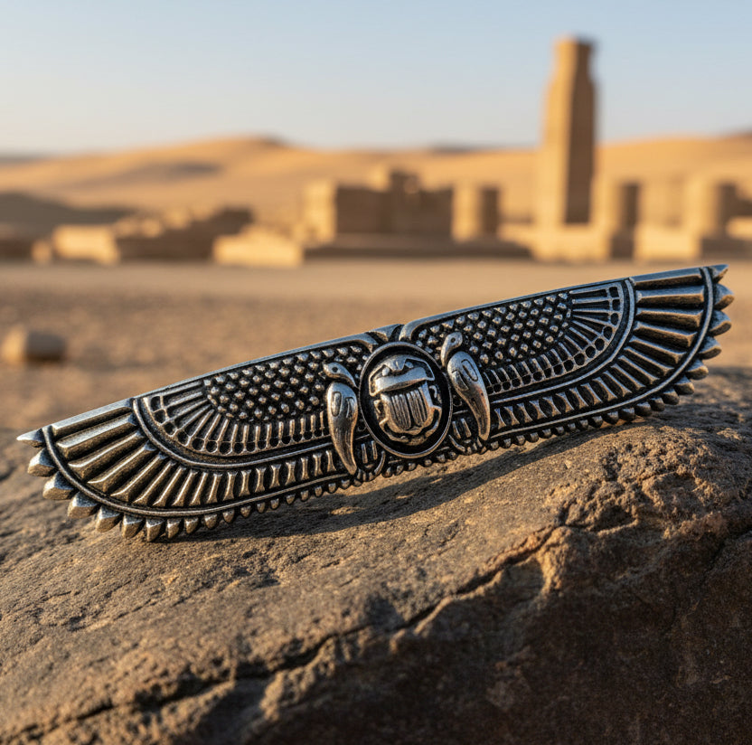 Scarab Pewter Hair Clip for Women