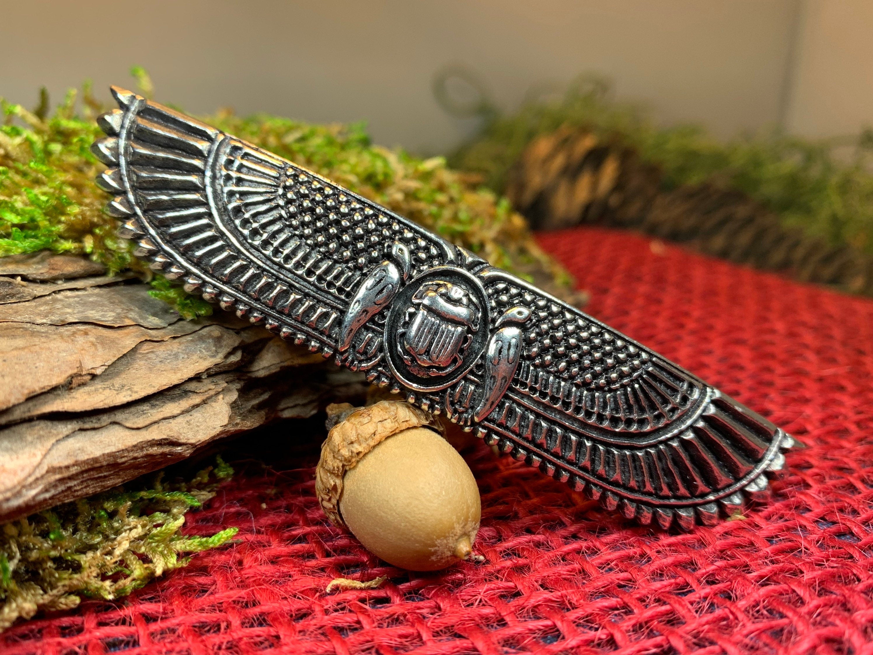 Scarab Pewter Hair Clip for Women