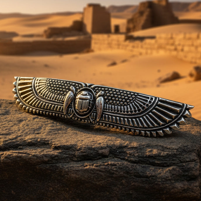 Scarab Pewter Hair Clip for Women