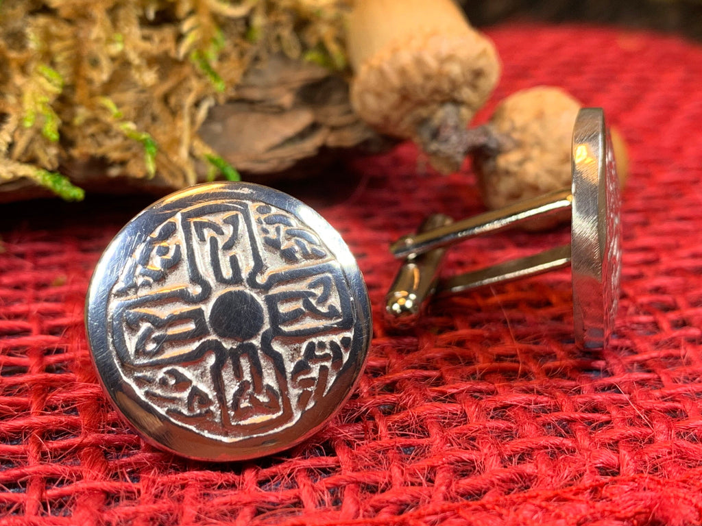 Round Celtic Cross Cufflinks - Handmade in Scotland