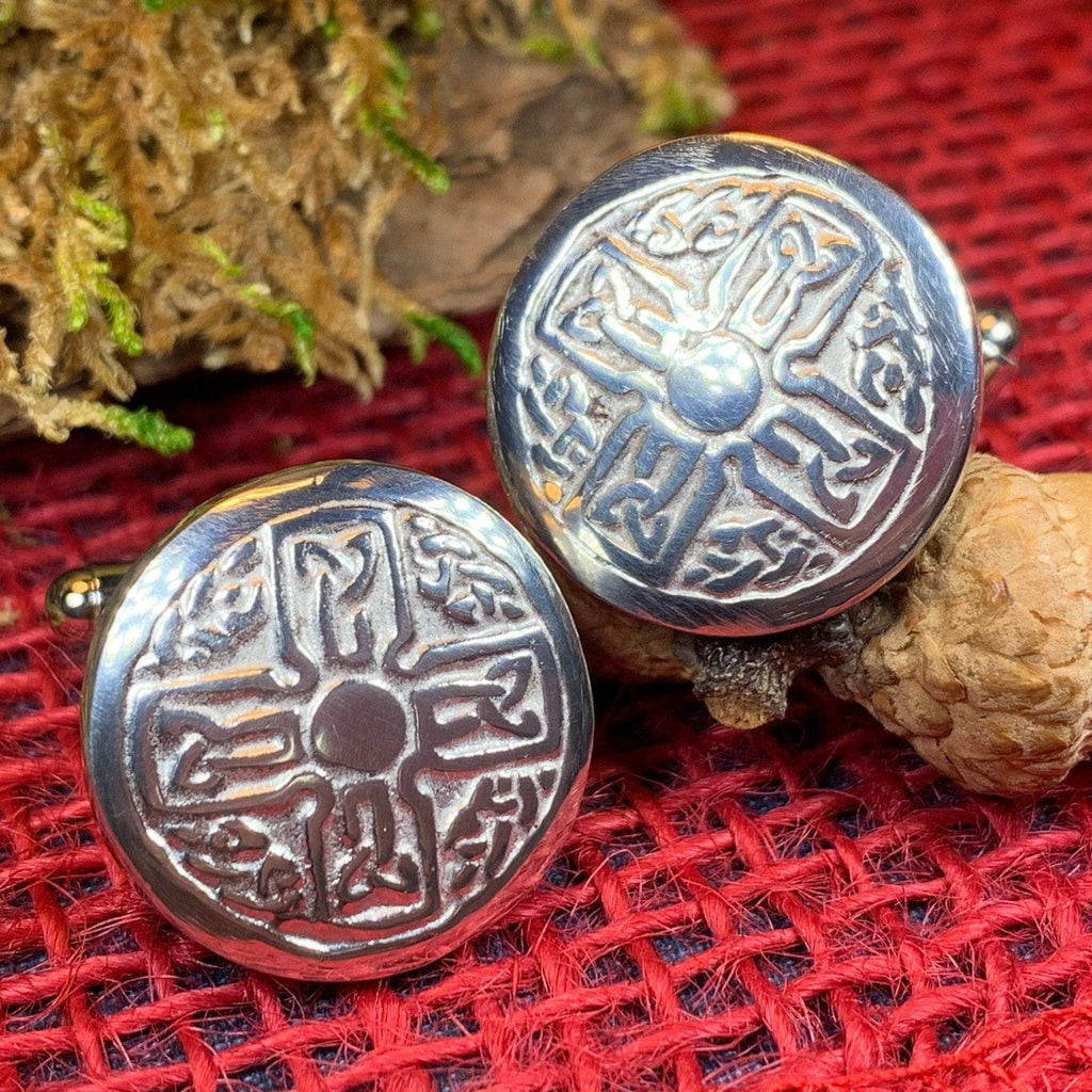 Round Celtic Cross Cufflinks - Handmade in Scotland