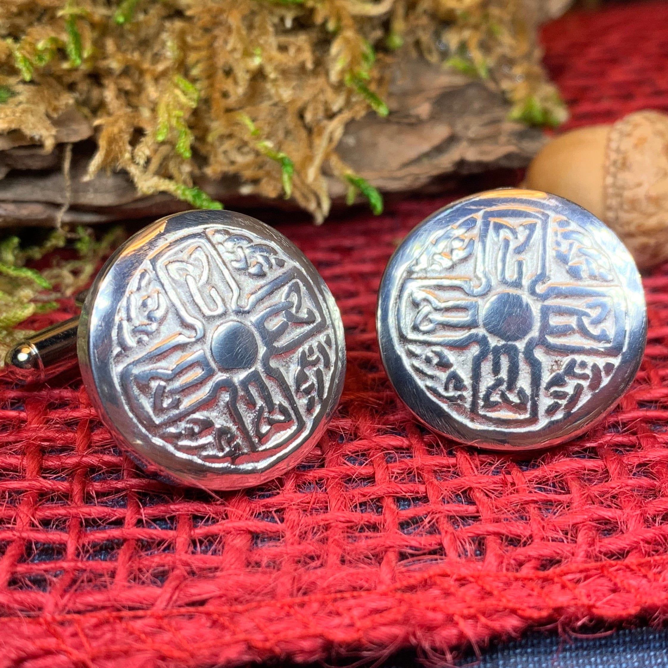 Round Celtic Cross Cufflinks - Handmade in Scotland