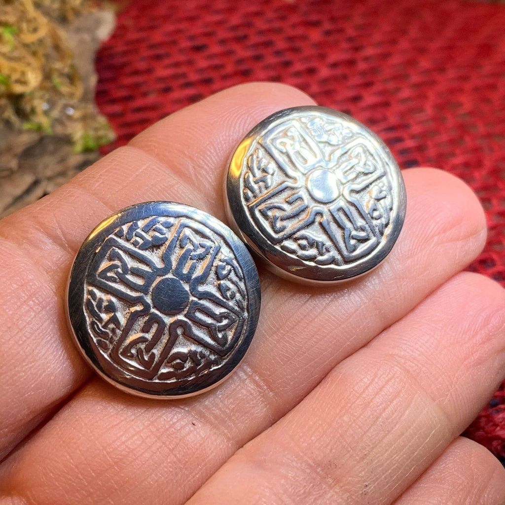 Round Celtic Cross Cufflinks - Handmade in Scotland