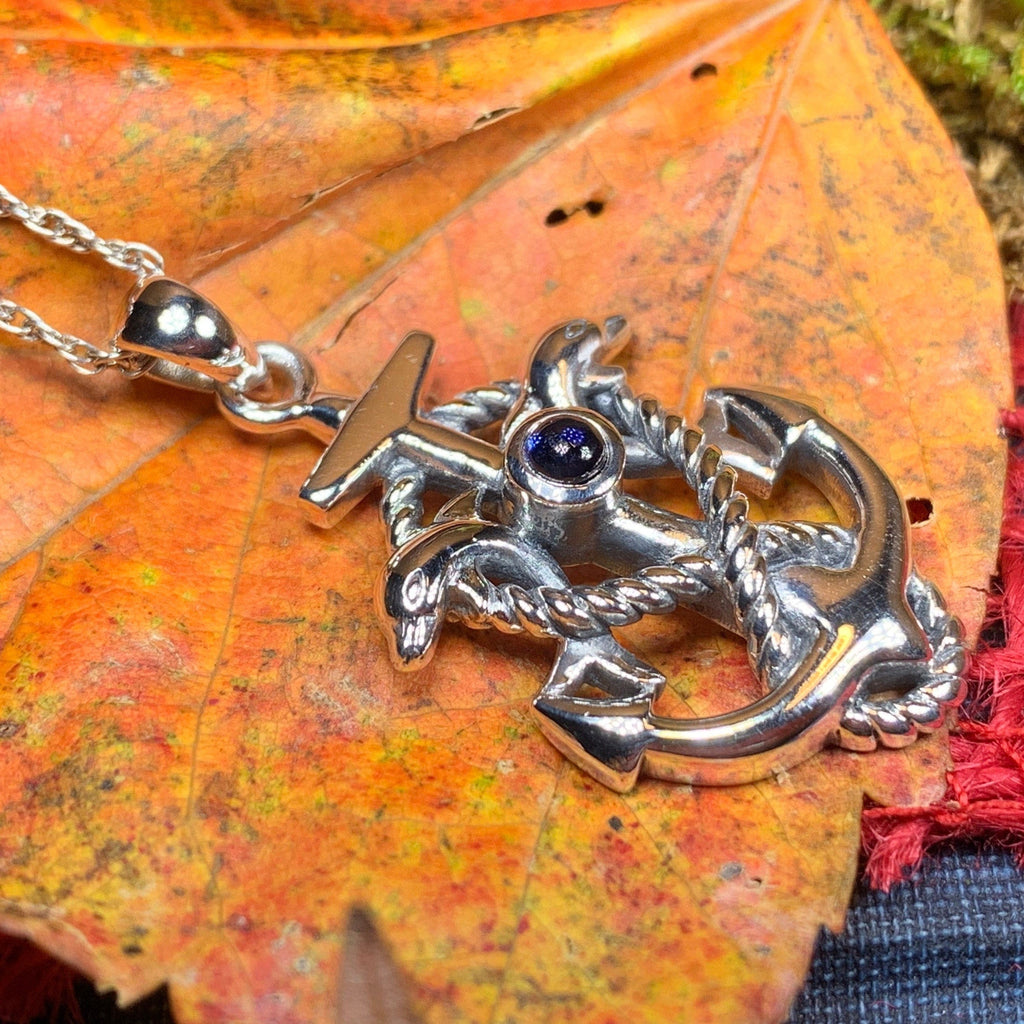 Dolphin Anchor Necklace in Sterling Silver