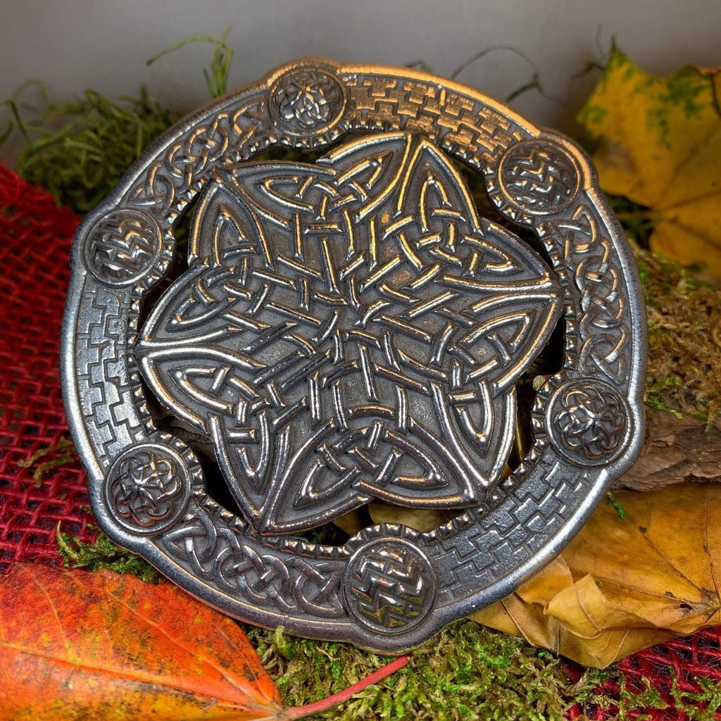 Large Celtic Key Plaid Brooch - Handmade in Scotland