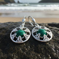 Malachite Trinity Knot Earrings - Made in Ireland