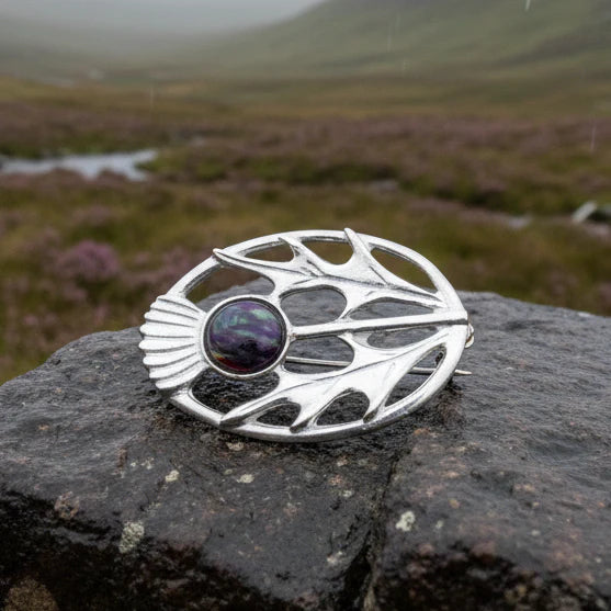 Scottish Heathergems Thistle Brooch - Handmade in Scotland