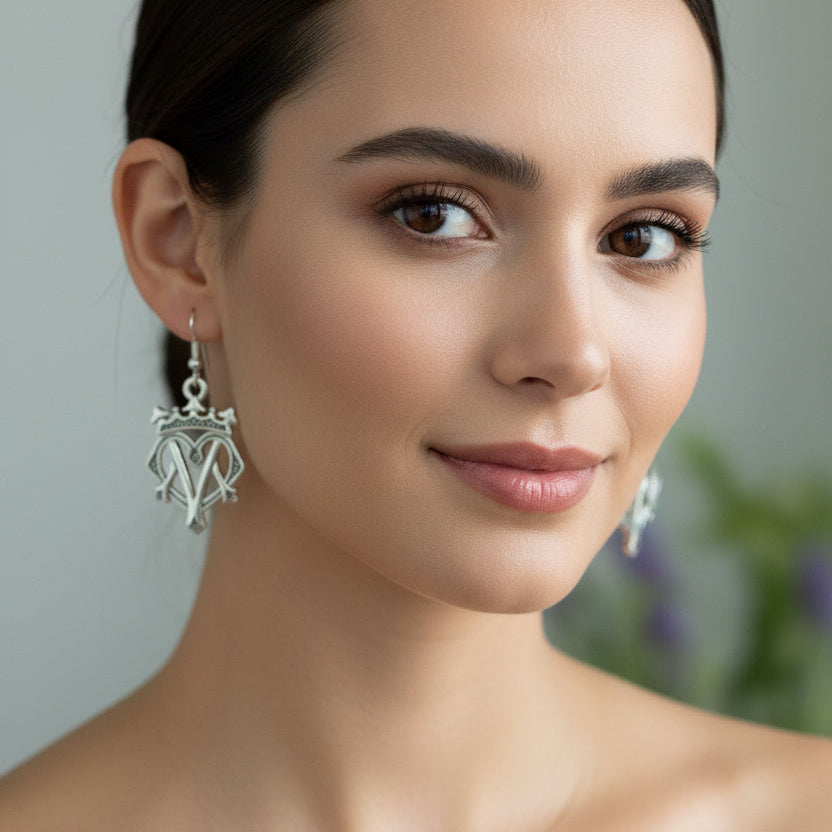 Lovely Scottish Luckenbooth Earrings in Pewter