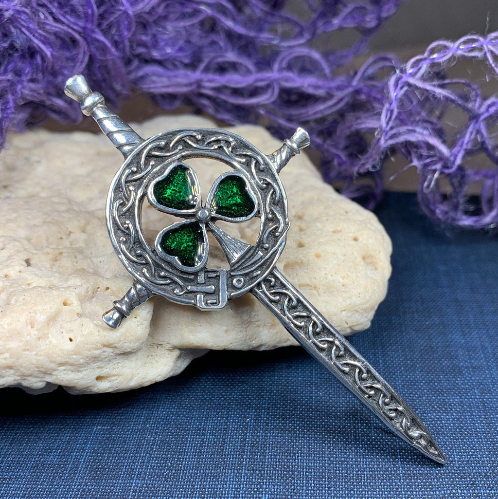 Irish Shamrock Sword Kilt Pin