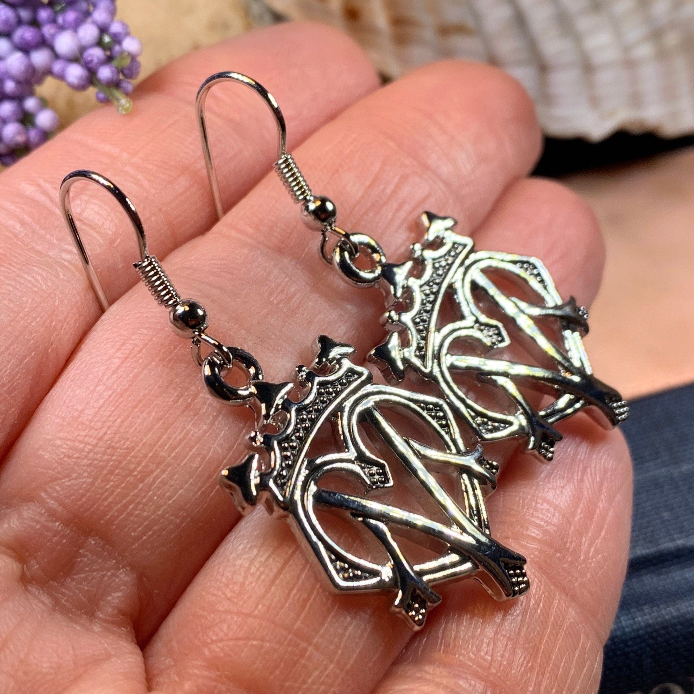 Lovely Scottish Luckenbooth Earrings in Pewter