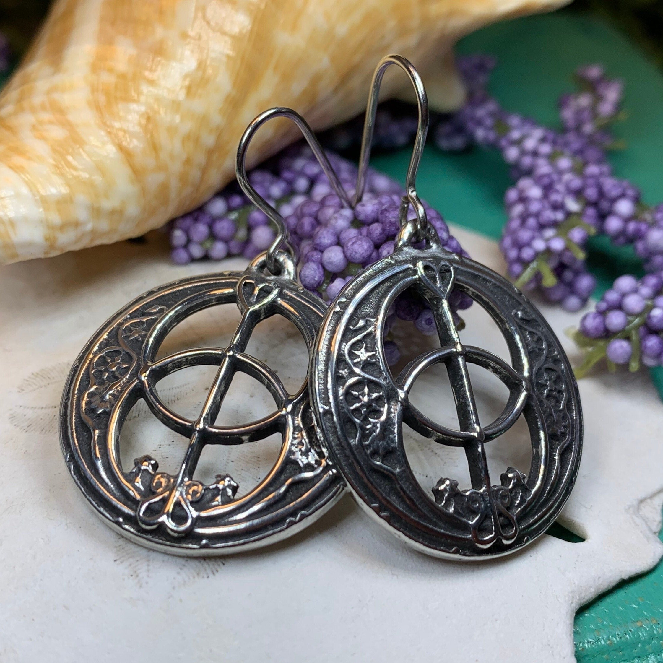 Pewter Chalice Well Earrings for Women