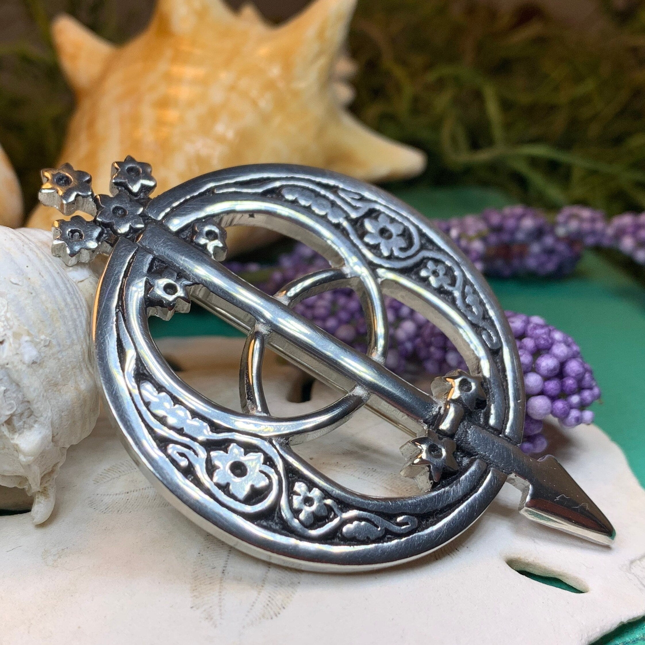 Pewter Chalice Well Brooch