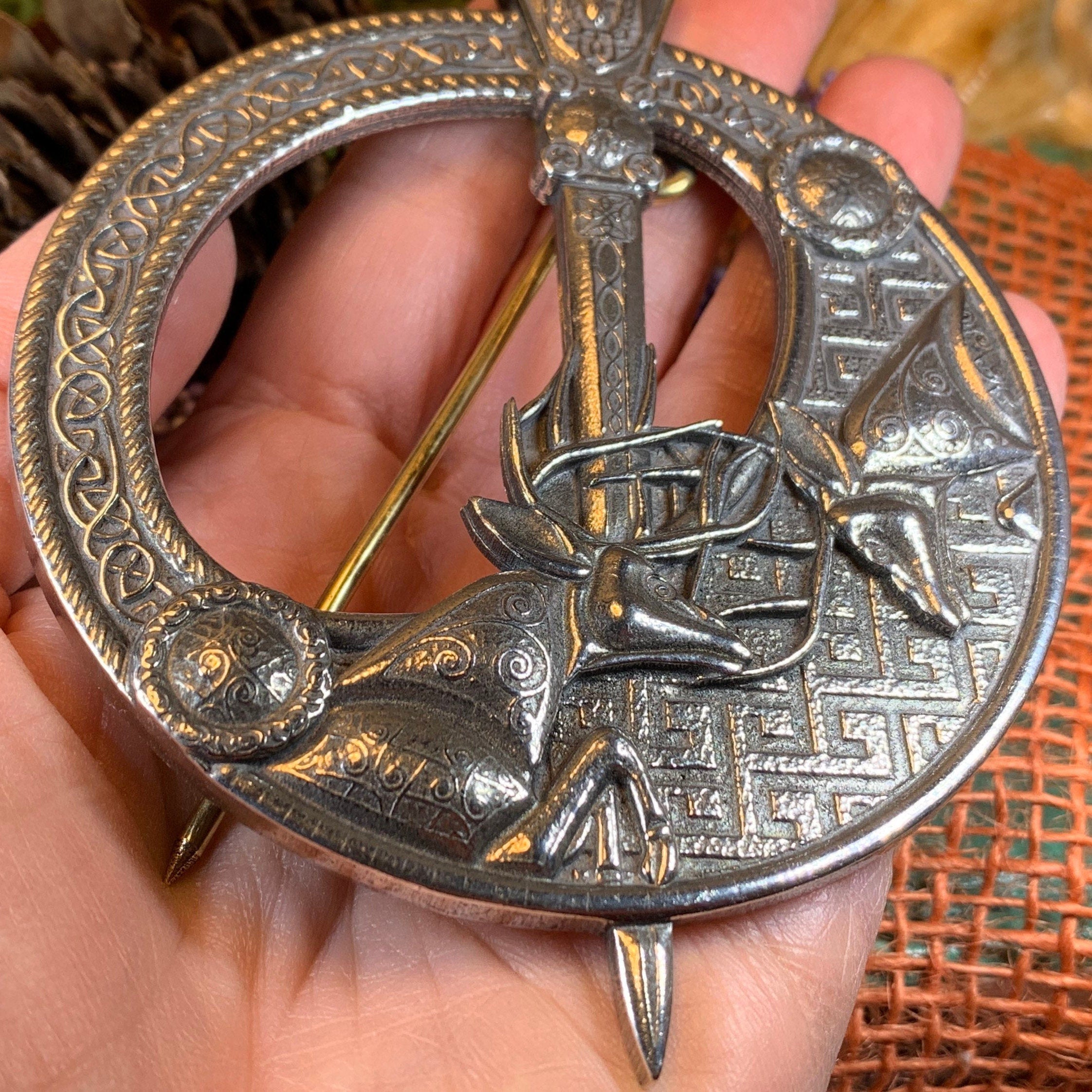 Celtic Stag Penannular Brooch - Handmade in Scotland
